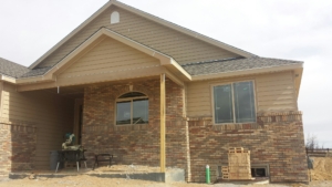 R&R Homes new Energy Star home at 4349 Yarrow Lane after brick installation.